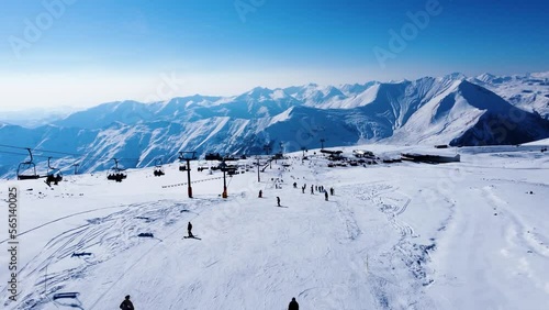 Wallpaper Mural Aerial Over The Ski Resort, Ski Lift, Slope Way. Torontodigital.ca