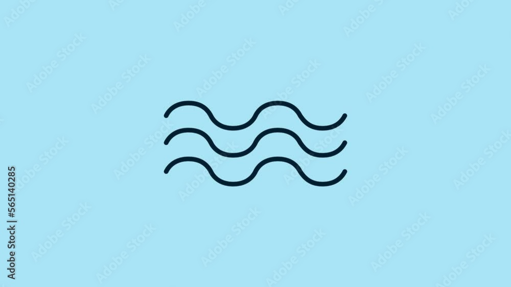 Blue Waves icon isolated on blue background. 4K Video motion graphic animation Blue Waves icon isolated on blue background. 4K Video motion graphic animation