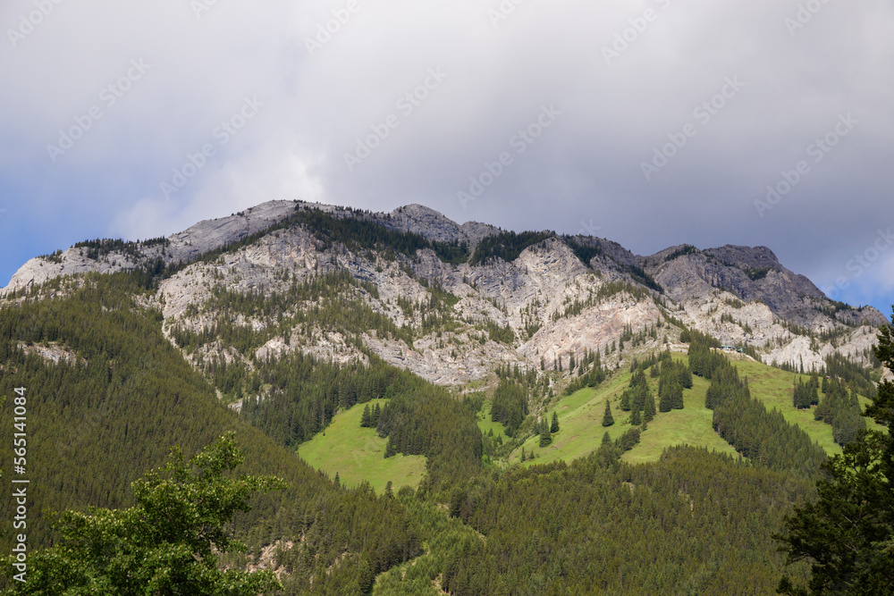 Fantastic panorama of Banff. Nature landscape - snowy peaks mountains. Tourism Alberta, Canada Fantastic panorama of Banff. Nature landscape - snowy peaks mountains. Tourism Alberta, Canada