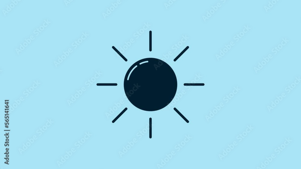 Blue Sun icon isolated on blue background. 4K Video motion graphic animation Blue Sun icon isolated on blue background. 4K Video motion graphic animation