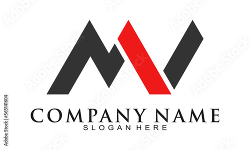 Abstract MV alphabet vector logo