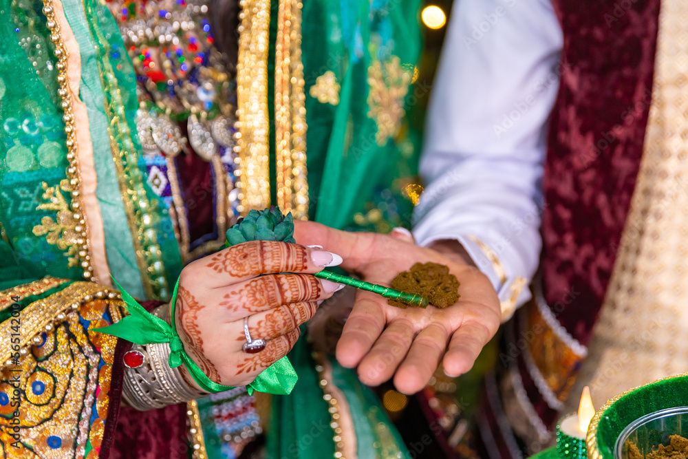 Afghani pre wedding henna heena night hands close up