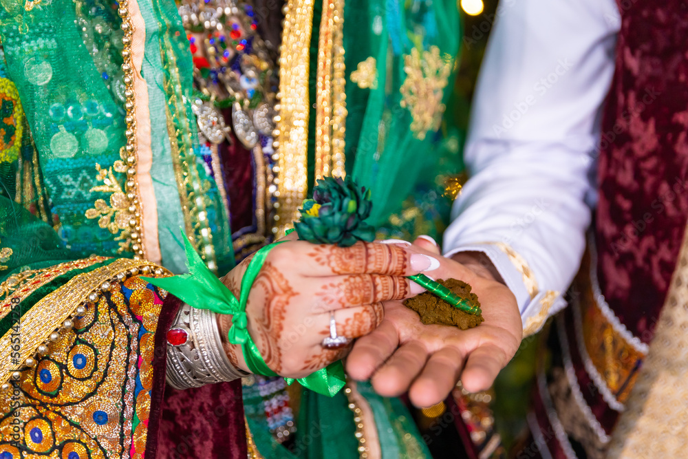 Afghani pre wedding henna heena night hands close up