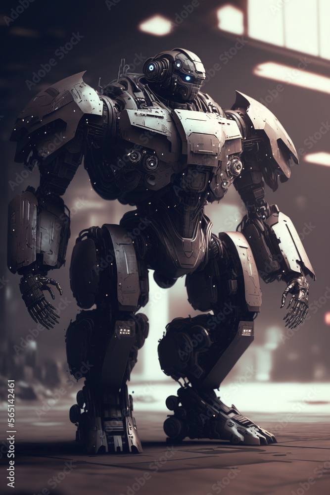 a sci-fi robot in a futuristic setting, art illustration concept a sci-fi robot in a futuristic setting, art illustration concept