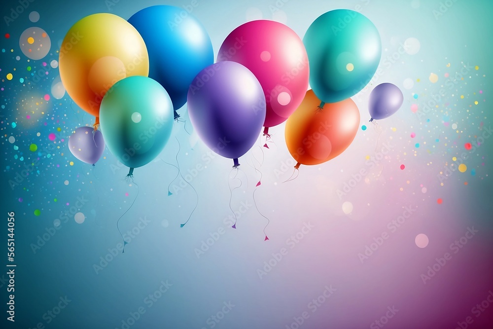 Background with bundle of colorful flying balloons. Warm light. Glittering Soaring into the Sky. Template design for new year, celebration. Copy space for text. Fresh beginning. Vivid colors. Background with bundle of colorful flying balloons. Warm light. Glittering Soaring into the Sky. Template design for new year, celebration. Copy space for text. Fresh beginning. Vivid colors.