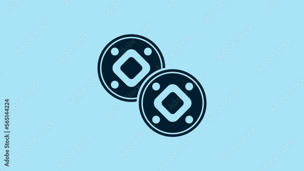 Blue Jewish coin icon isolated on blue background. Currency symbol. 4K Video motion graphic animation Blue Jewish coin icon isolated on blue background. Currency symbol. 4K Video motion graphic animation