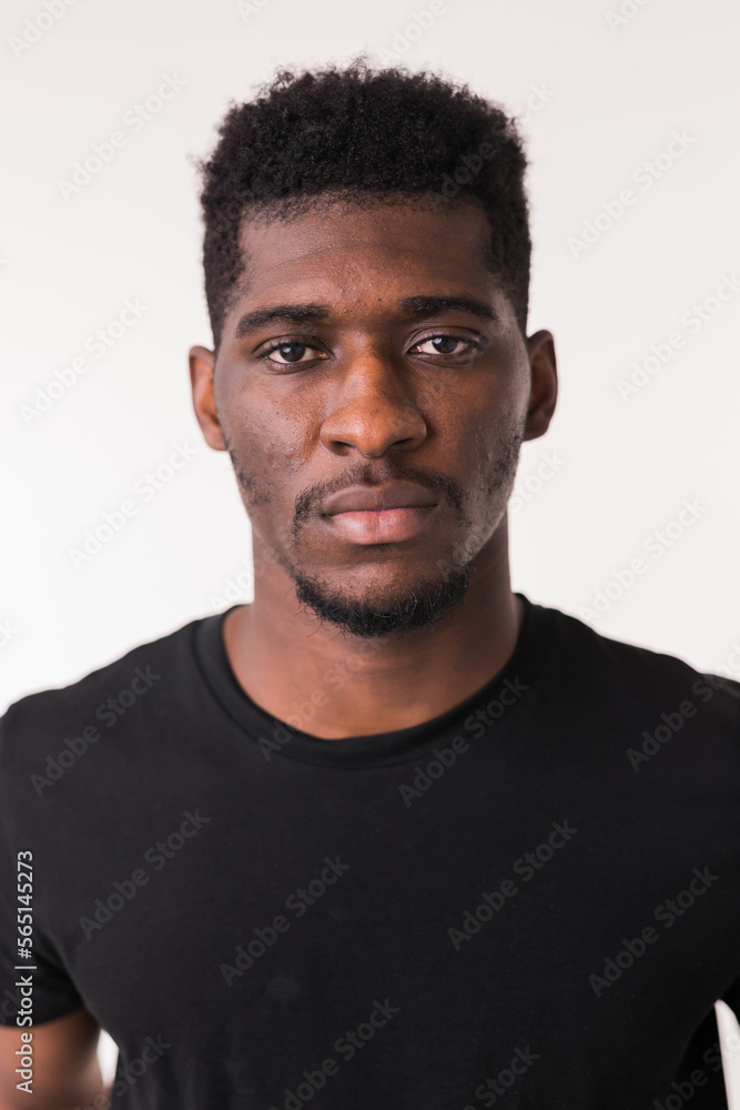 Fototapeta premium African American man portrait close-up isolated white background - diversity concept
