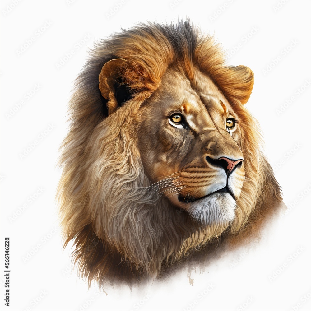 Lion Portrait Icon Isolated on White Background. Generative AI.