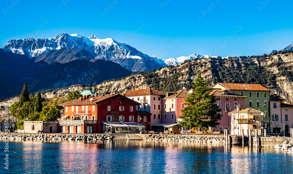 old town and port of Torbole in italy