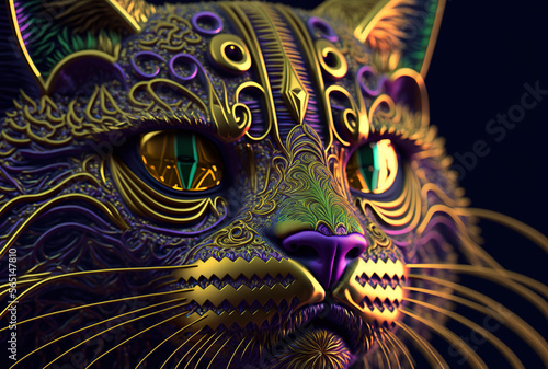 Psychedelic Cat. Generated by Midjourney AI