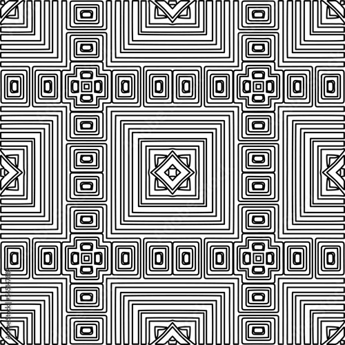 Stylish texture with figures from lines. Abstract geometric black and white pattern for web page, textures, card, poster, fabric, textile. Monochrome graphic repeating design. 