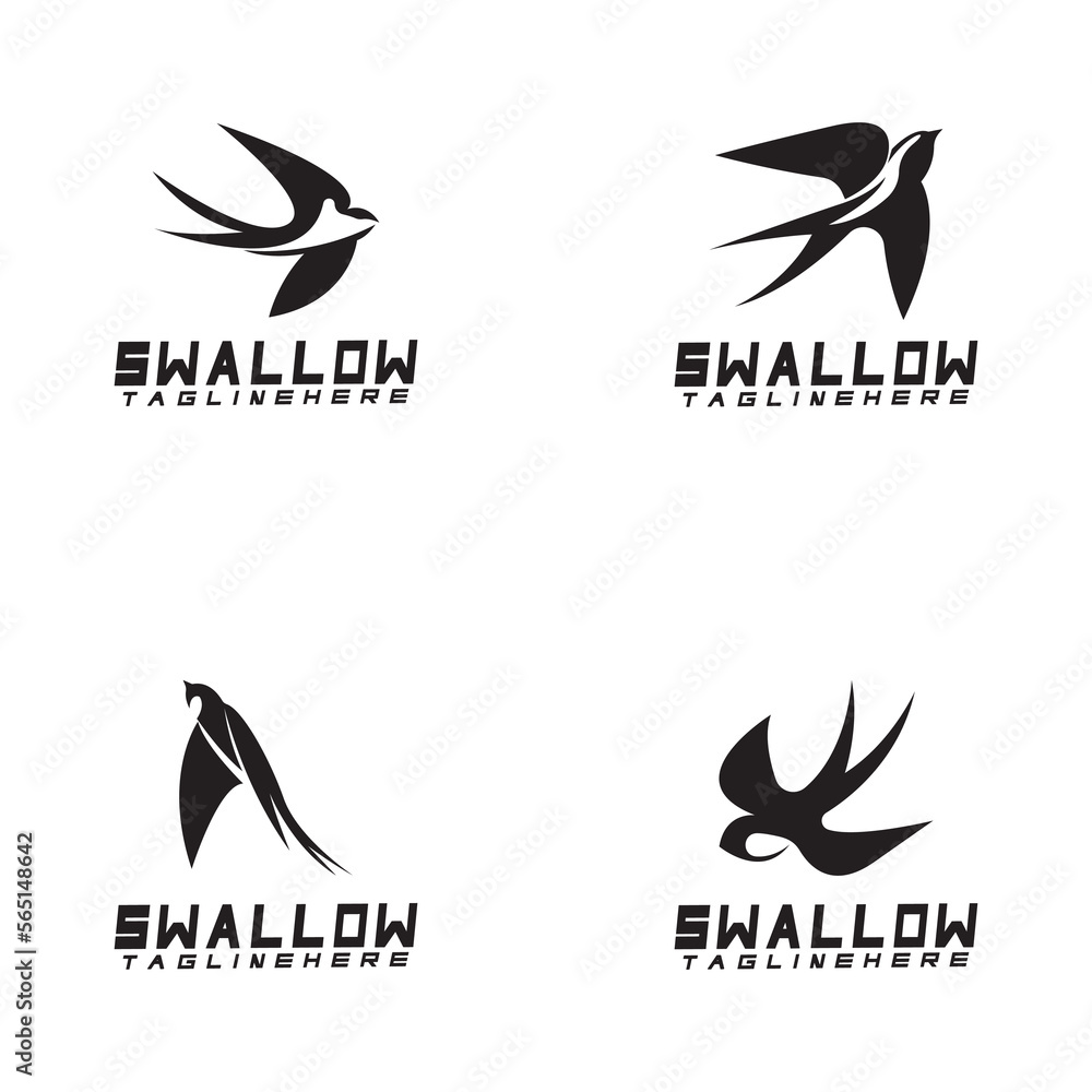 Swallow logo. silhouette swallow flying logo vector isolated white background