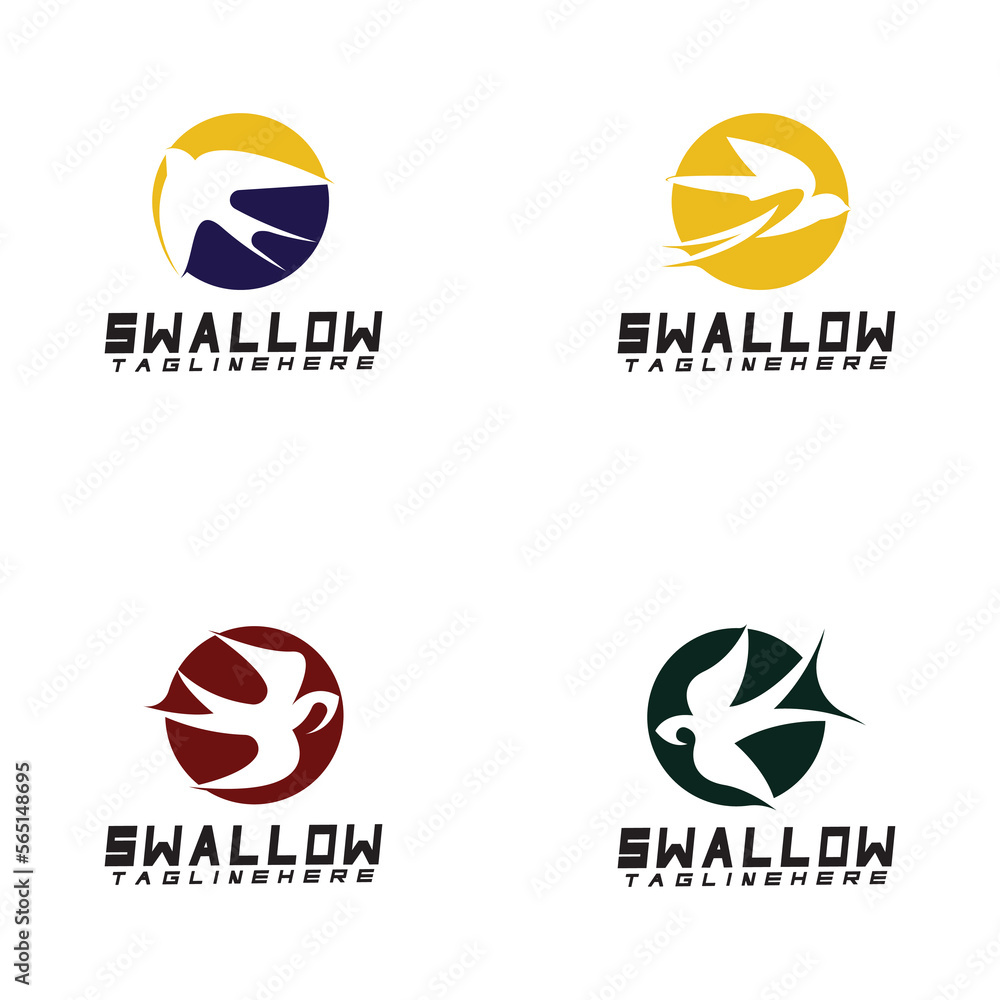 Swallow logo. silhouette swallow flying logo vector isolated white background Swallow logo. silhouette swallow flying logo vector isolated white background