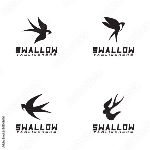 Swallow logo. silhouette swallow flying logo vector isolated white background