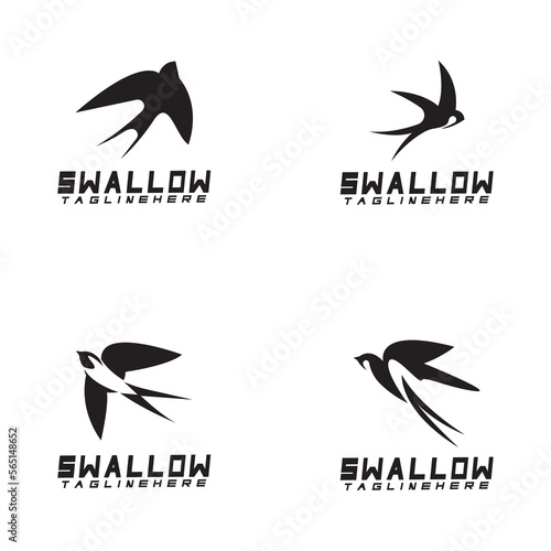 Swallow logo. silhouette swallow flying logo vector isolated white background
