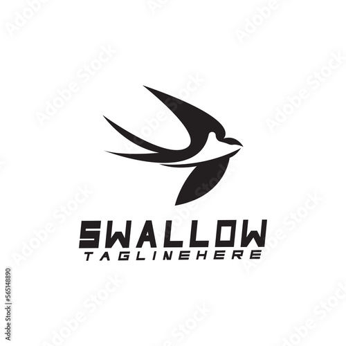 Swallow logo. silhouette swallow flying logo vector isolated white background