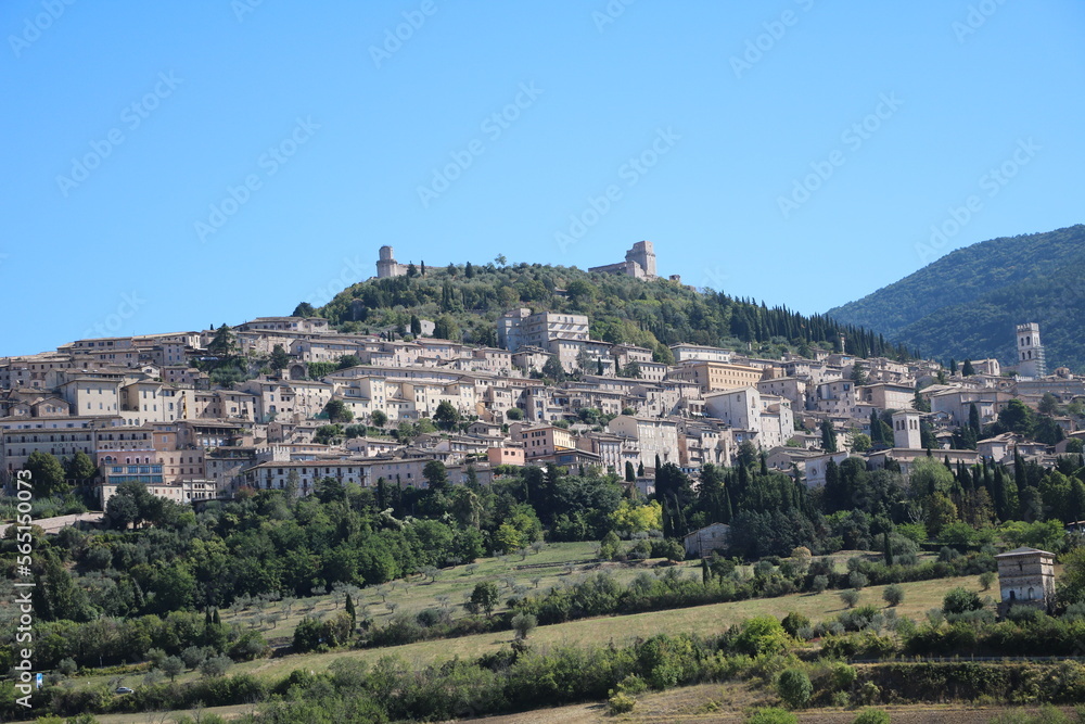 The hill town Assisi and Rocca Maggiore, Umbria Italy
