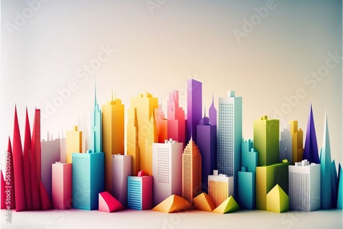 A miniature city skyline  vector art - Generative AI