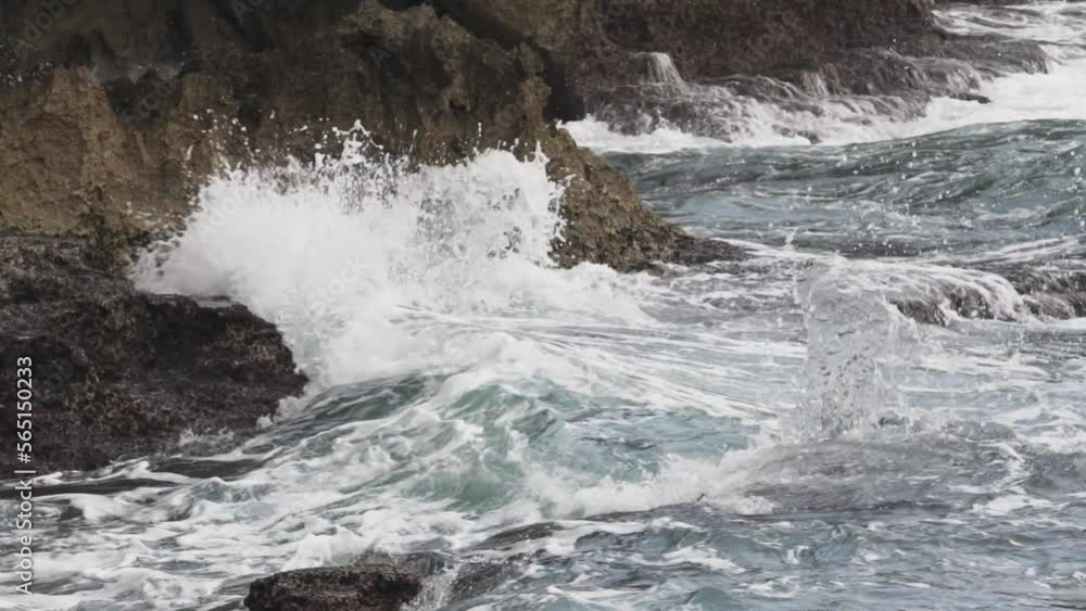 Waves Crashing into Rocks in Caribbean in Slow Motion Waves Crashing into Rocks in Caribbean in Slow Motion