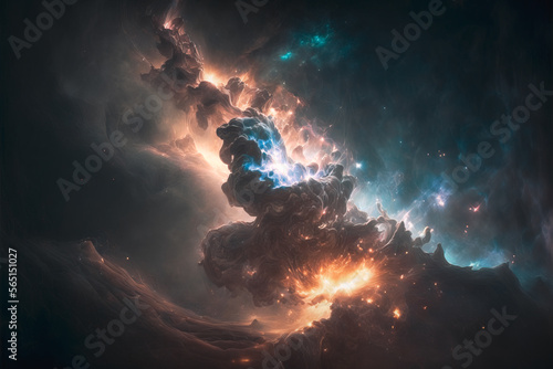 space illustration with stars and nebula. Generative AI 