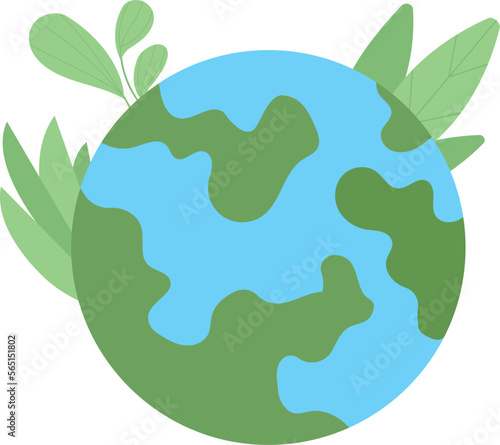 Save Earth sign. Planet with green plants. Eco symbol