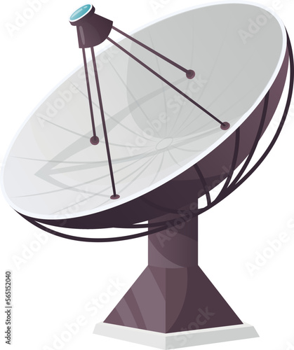 Radio telescope icon. Cartoon space study antenna