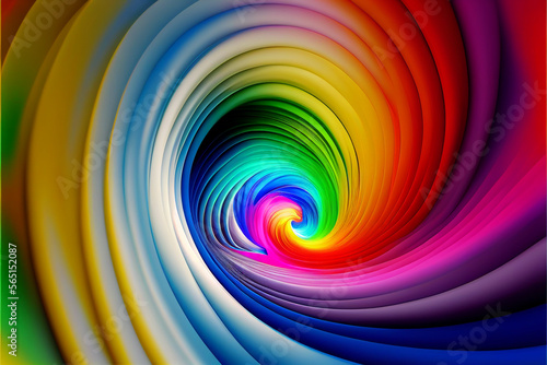 regenbogenfarbiger Hintergrund in Strudelform, generative AI