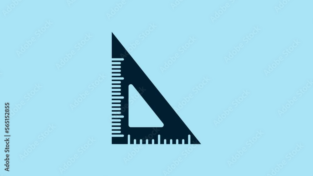 Blue Triangular ruler icon isolated on blue background. Straightedge symbol. Geometric symbol. 4K Video motion graphic animation Blue Triangular ruler icon isolated on blue background. Straightedge symbol. Geometric symbol. 4K Video motion graphic animation