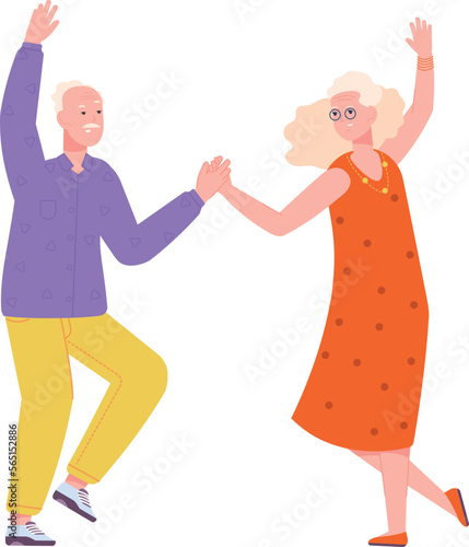 Cheerful old people dancing. Joyful senior couple