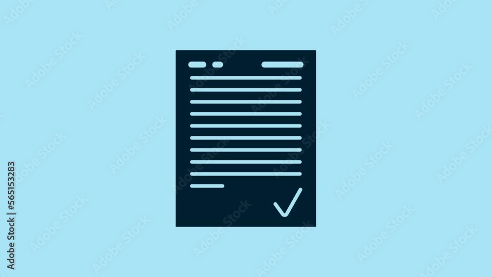 Blue Exam sheet with check mark icon isolated on blue background. Test paper, exam, or survey concept. School test or exam. 4K Video motion graphic animation Blue Exam sheet with check mark icon isolated on blue background. Test paper, exam, or survey concept. School test or exam. 4K Video motion graphic animation