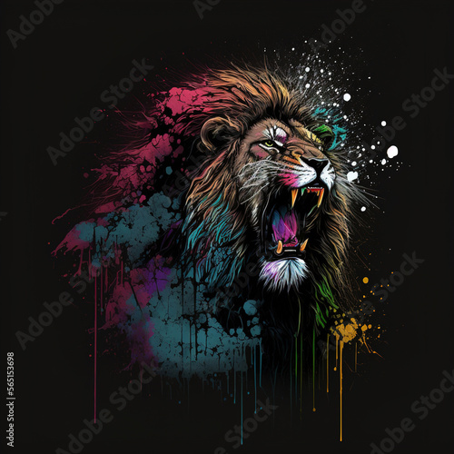 lion head color splash illustration