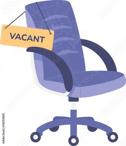 Office chair with vacant sign. Recruiting work symbol