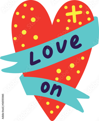 Valentines day card with two hearts in modern doodle style