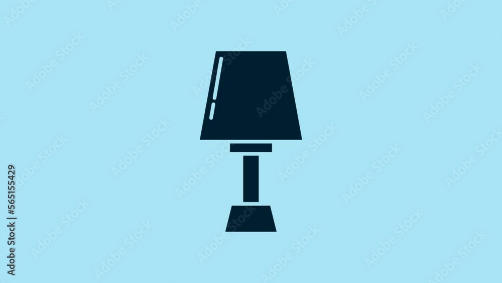 Blue Table lamp icon isolated on blue background. 4K Video motion graphic animation Blue Table lamp icon isolated on blue background. 4K Video motion graphic animation