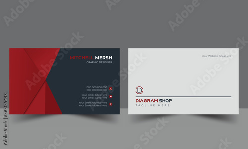 Business black red card design .Red corporate business card, name card template ,horizontal simple clean layout design template.