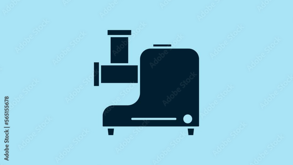 Blue Kitchen meat grinder icon isolated on blue background. 4K Video motion graphic animation Blue Kitchen meat grinder icon isolated on blue background. 4K Video motion graphic animation