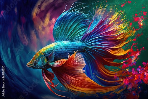 A beautiful vibrant betta fish.