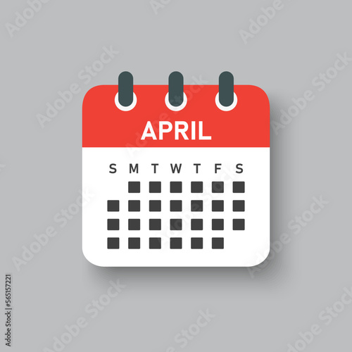 Vector template icon page calendar, month April