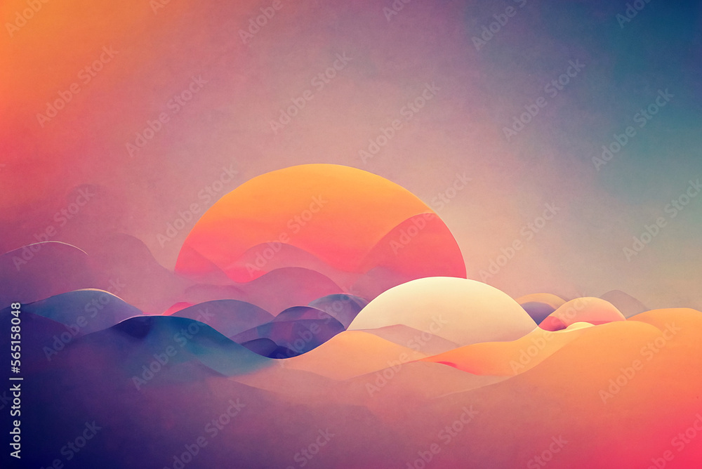 Abstract sunset over the mountains Generative Ai