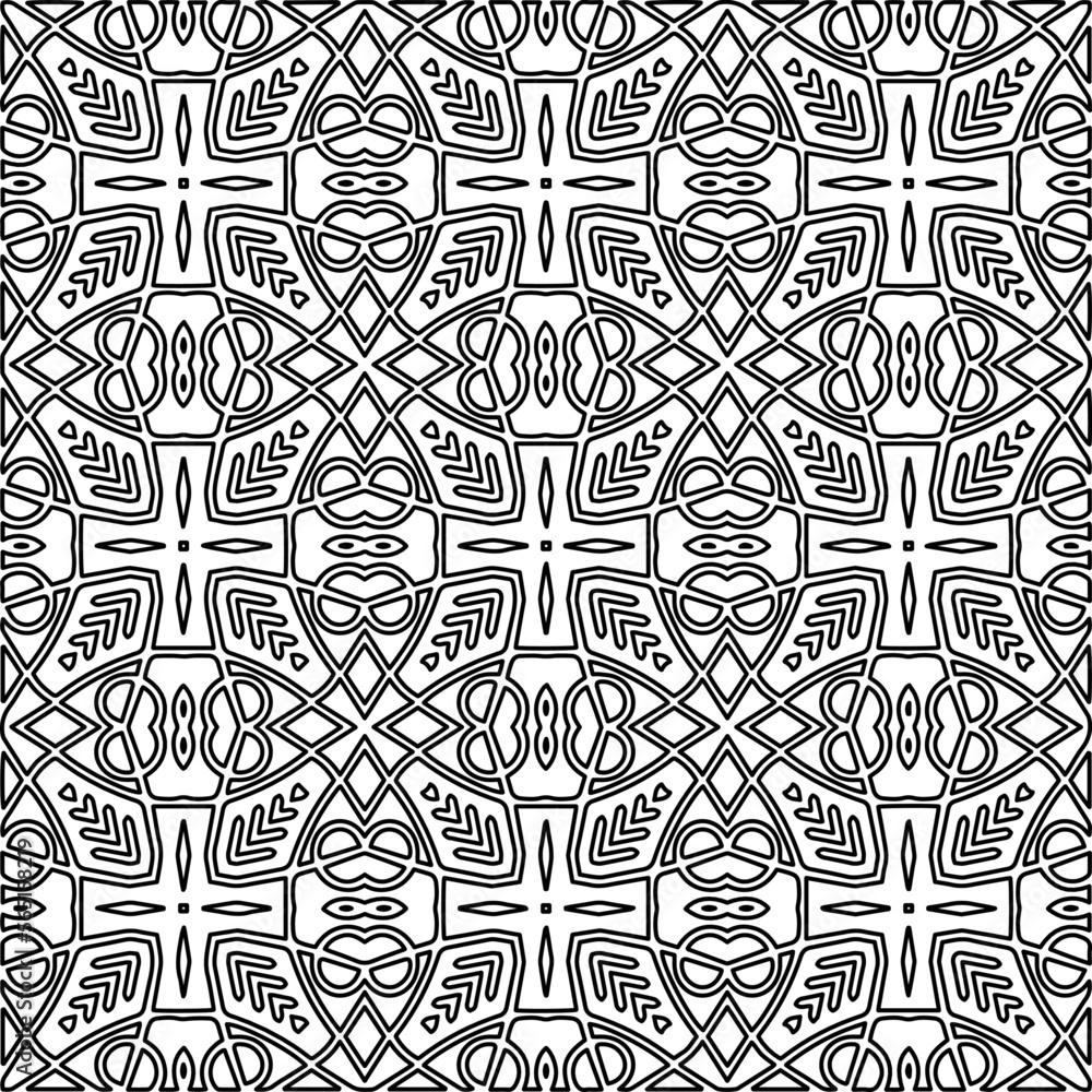 Stylish texture with figures from lines.
Abstract geometric black and white pattern for web page, textures, card, poster, fabric, textile. Monochrome graphic repeating design. Stylish texture with figures from lines.
Abstract geometric black and white pattern for web page, textures, card, poster, fabric, textile. Monochrome graphic repeating design.