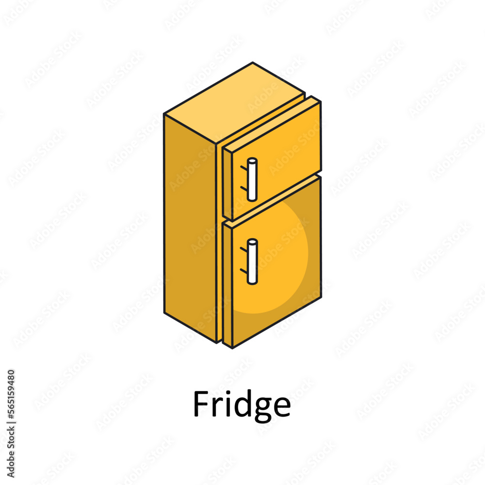 Fridge Vector Isometric Filled Outline icon for your digital or print projects. Fridge Vector Isometric Filled Outline icon for your digital or print projects.
