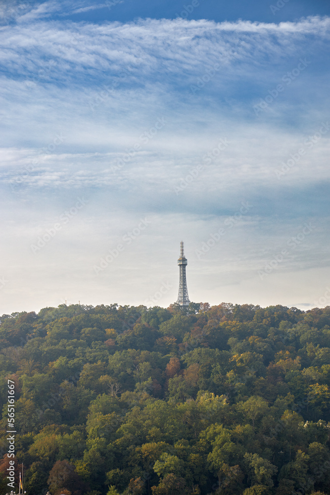 Obraz premium View of Mount Petřín from Prague, Czech Republic.
