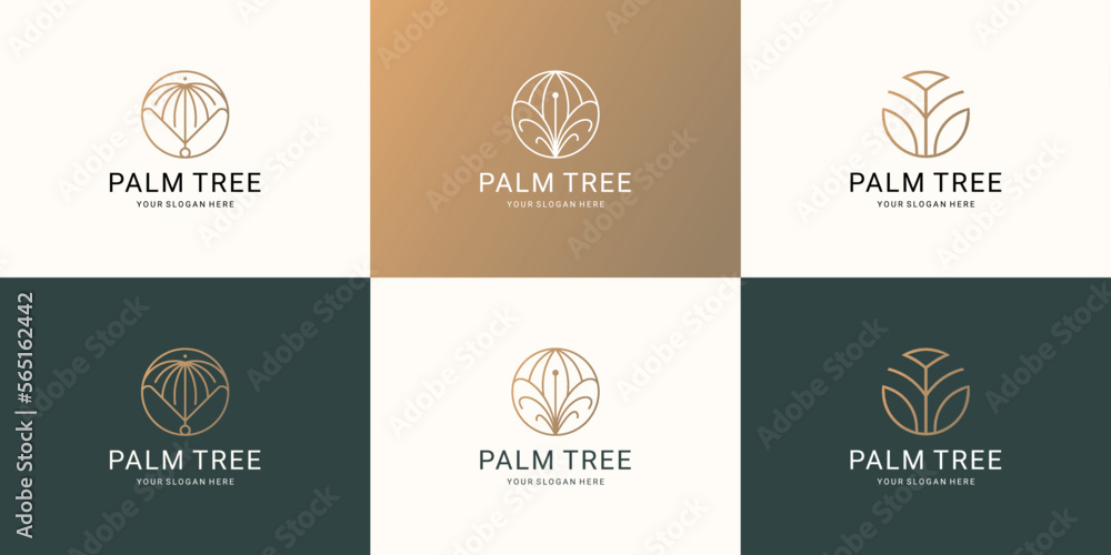 set of minimalist palm tree logo design.