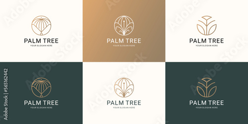 set of minimalist palm tree logo design.