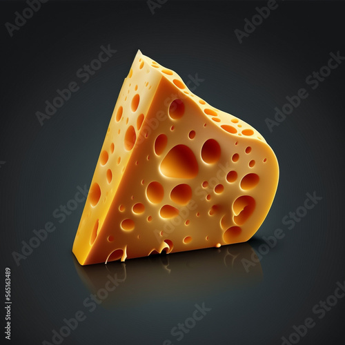 Cheese wedge with black_background, Generative AI