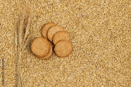 Wallpaper Mural Cereal cookies and spikelets of oats. Torontodigital.ca