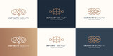set of Infinity beauty minimalist logo design. logo for cosmetic, skin care, beauty, feminine design
