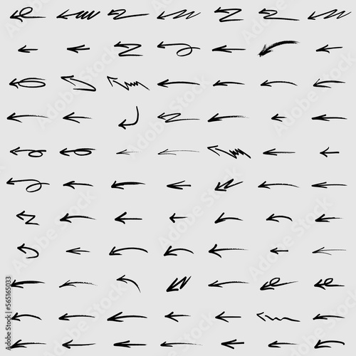 Hand drawn set of arrow elements.