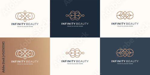 set of Infinity beauty minimalist logo design. logo for cosmetic  skin care  beauty  feminine design
