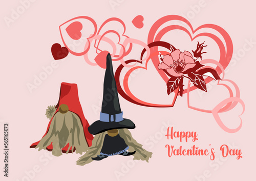 Postcard Happy Valentine's Day. Happy holiday. Declaration of love